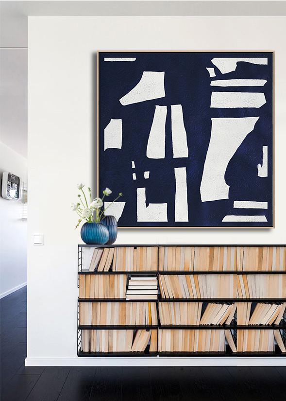 Navy Blue Minimalist Painting #NV299A - Click Image to Close